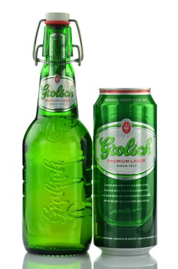 Grolsch premium lager bira beyaz zemin üzerine izole