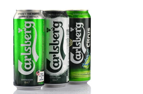 Carlsberg beer isolated on white background
