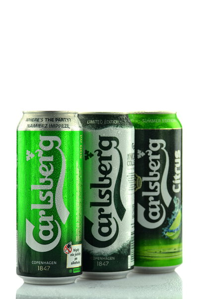 Carlsberg beer isolated on white background