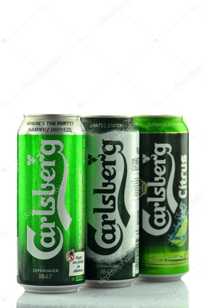 Carlsberg beer isolated on white background