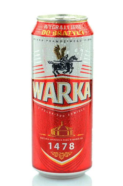 Warka lager beer isolated on white background — Stock Photo, Image