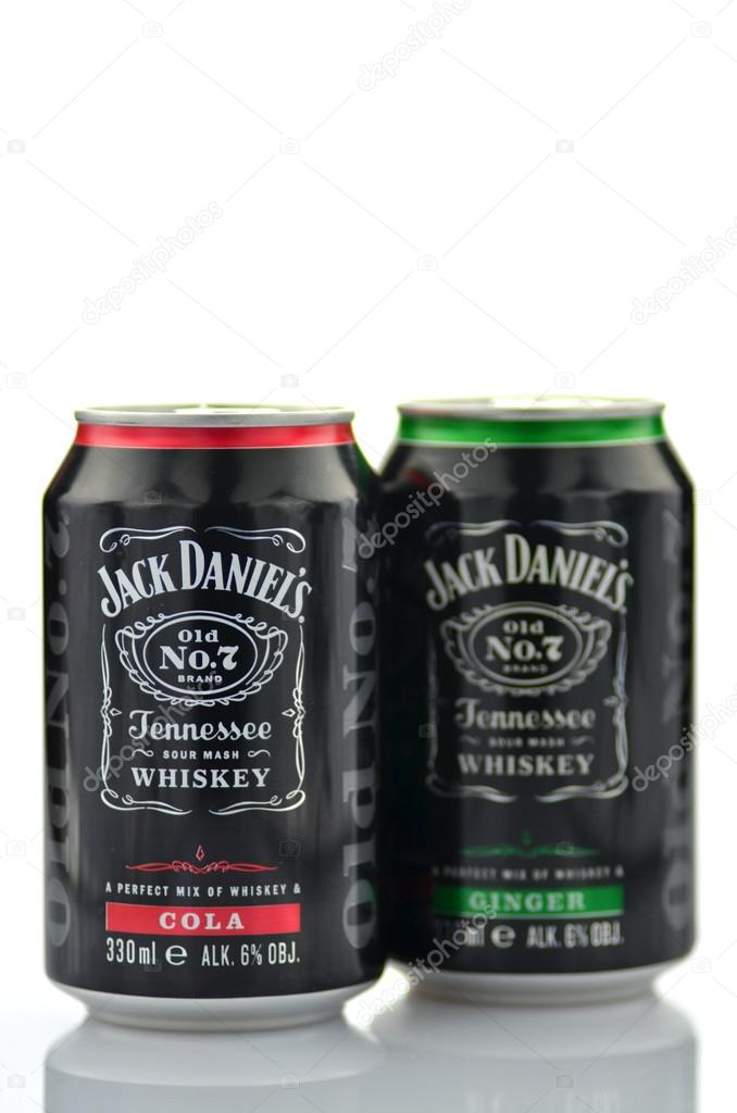 Mix of Jack Daniels whiskey in a can isolated on white background