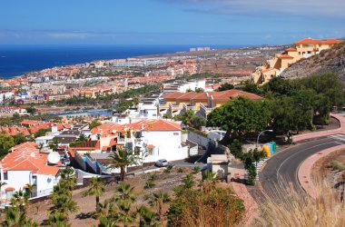 Tenerife, kanarya adaları, İspanya 'daki güzel tatil beldesi Playa de las amerika' nın muhteşem manzarası.