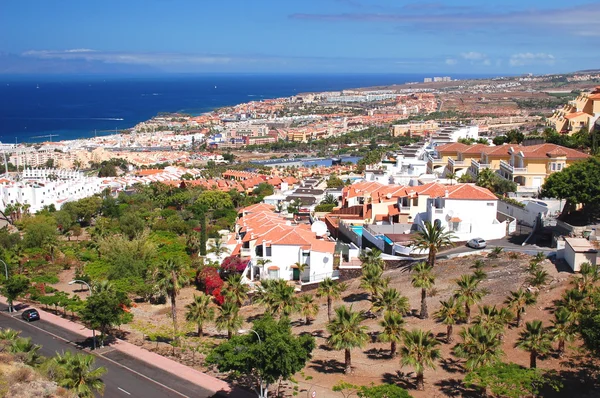 Pittoreska enastående landskap vackra resort playa de las americas på tenerife, kanariefåglar, spanien — Stockfoto