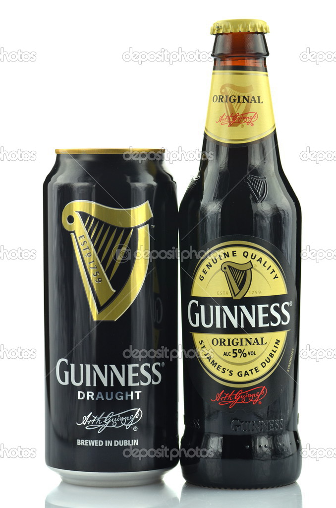 Guinness dry stout beer isolated on white background