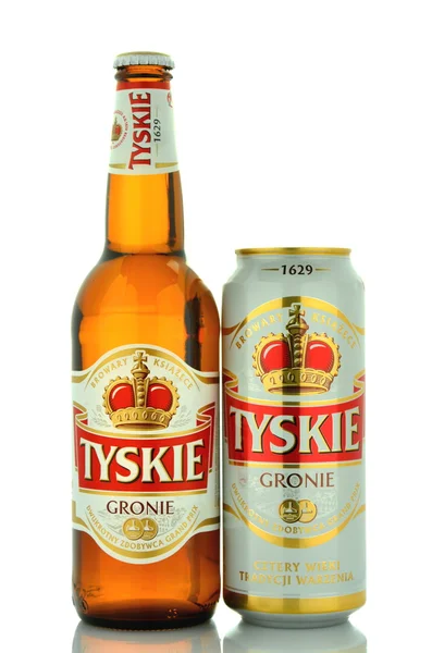 Tyskie pale lager beer isolated on white background — Stock Photo, Image