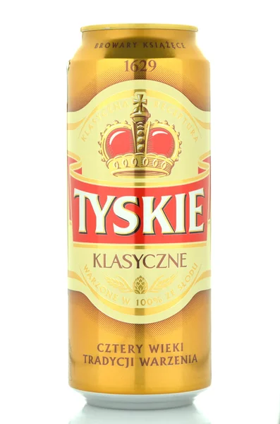 Tyskie birra lager pallido isolato su sfondo bianco — Foto Stock