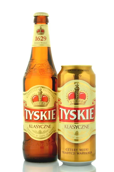 Tyskie pale lager beer isolated on white background — Stock Photo, Image