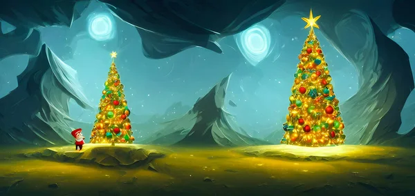 Artistic concept painting of a beautiful christmas tree, background 3d illustration.