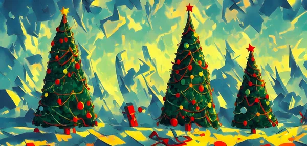 Artistic concept painting of a beautiful christmas tree, background 3d illustration.