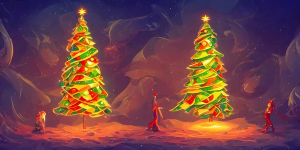 Artistic concept painting of a beautiful christmas tree, background 3d illustration.