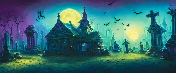 Artistic painting concept of Halloween background, Natural color, digital art style, illustration painting. Creative Design, Tender and dreamy design.3d illustration.