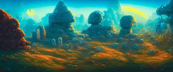 Artistic concept painting of pet cemetery, background illustration.3d illustration.