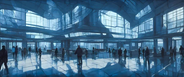 Artistic concept painting of a beautiful futuristic interior, background 3d illustration.