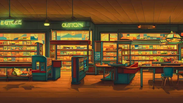 Artistic concept painting of a store interior, background 3d illustration.