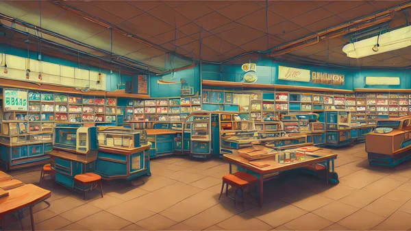 Artistic concept painting of a store interior, background 3d illustration.