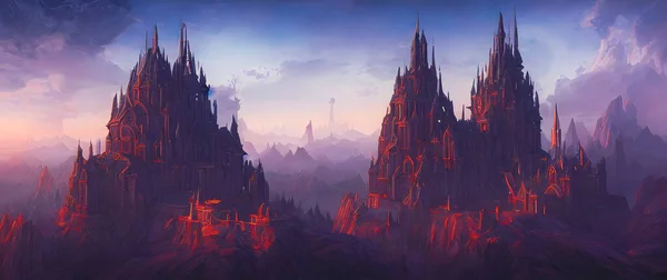 Artistic concept painting of a beautiful fantasy temple, background illustration.