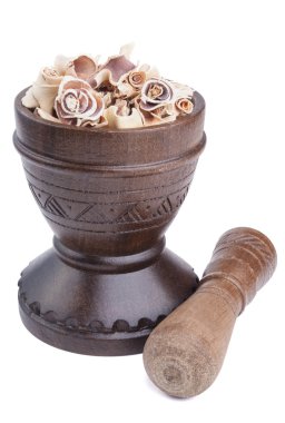 ahşap harç içinde Kuru Limon otu