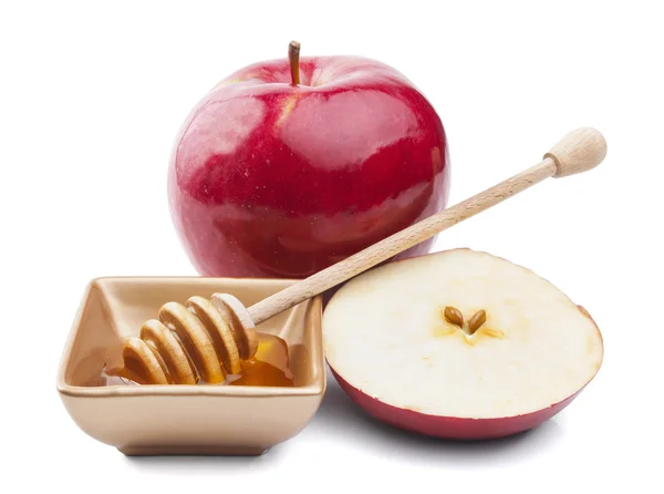 给Rosh Hashana Jewish的苹果和蜂蜜 图库照片