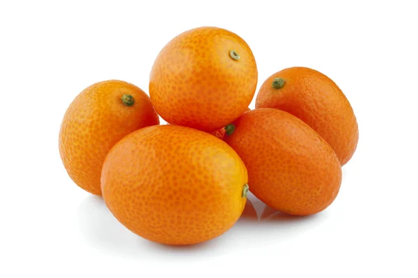 Sweet kumquat citrus fruits closeup on white — Stock Photo, Image