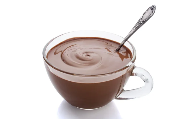 Copa de chocolate caliente sobre un fondo blanco — Foto de Stock