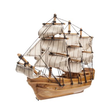 Sailing ship model isolated on white background clipart