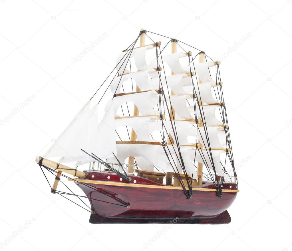 Sailing ship model isolated on white background