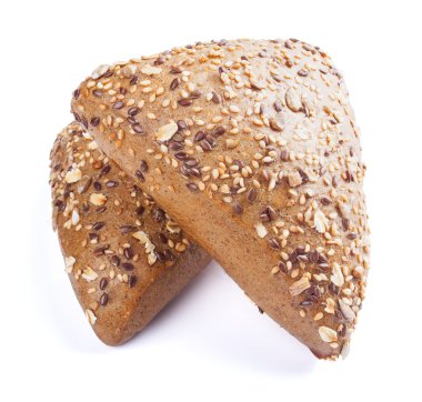 Beyaz arka plan üzerinde izole ayçiçeği çekirdeği ile sandviç topuz