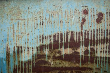 Pas desenli mavi boyanmış metal.