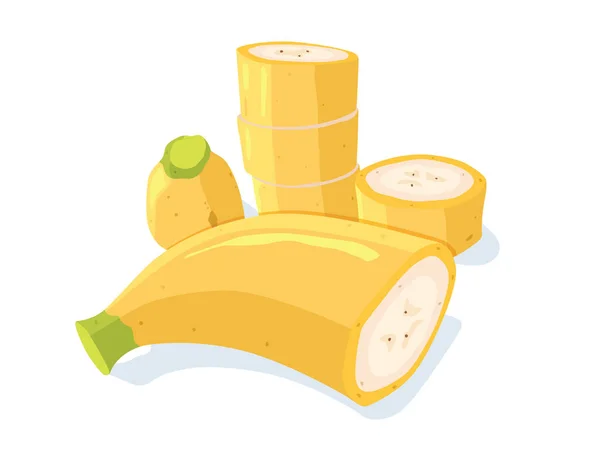 Fette Banana Isolate Sfondo Bianco Vector Design — Vettoriale Stock