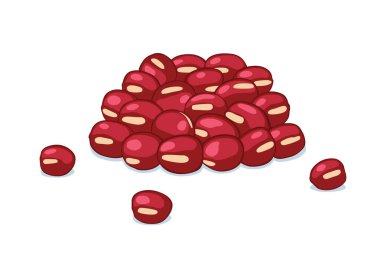 Beyaz arka planda izole edilmiş bir yığın kırmızı Azuki fasulyesi..