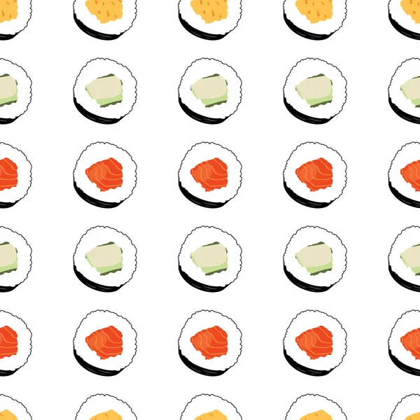 Maki Sushi Isolated White Background Japanese Food Background — Stock Vector