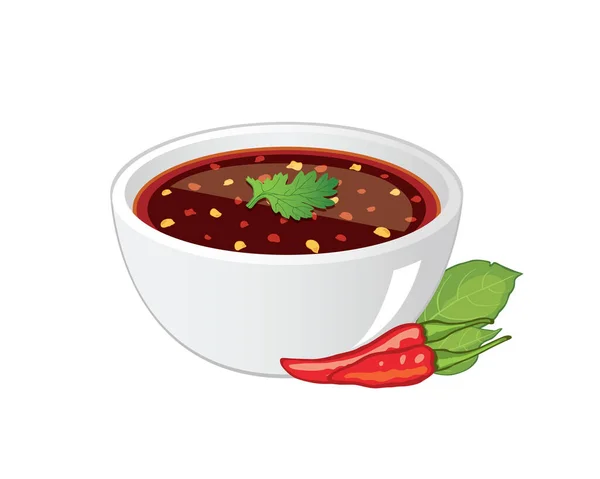 Sauce Trempette Chili Séchée Thaïlandaise Piment Isolé Sur Fond Blanc — Image vectorielle
