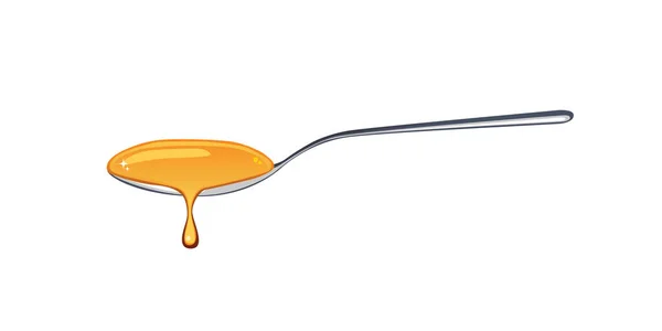 Honey Drip Spoon Isolated White Background — Vettoriale Stock