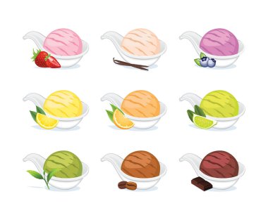 Beyaz arka planda izole edilmiş kaşıkla dondurma..