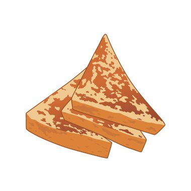 A stack of toasted bread isolated on white background.