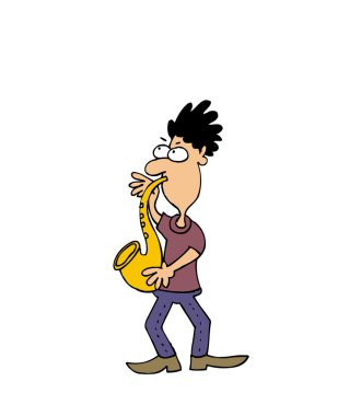 karikatür vektör saksofoncu