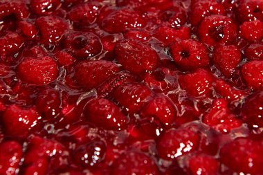 Ahududu reçeli. Yemek teması arkaplanı.