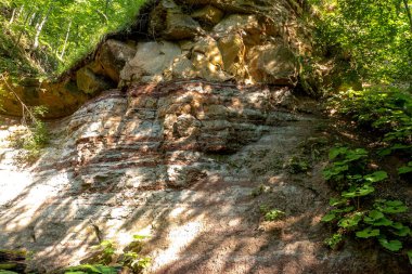 Dağ nehirleri, gezegendeki ekolojik temiz su kaynakları, güneşli bir sonbahar sabahı..