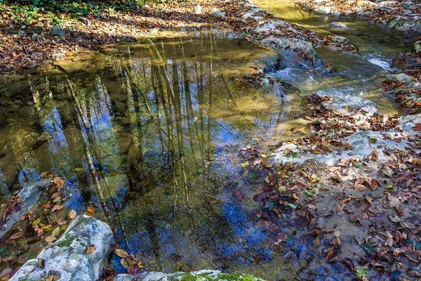 Herbst Den Bergen Ein Gebirgsfluss Eine Ruhige Strömung Ein Sonniger — Stockfoto