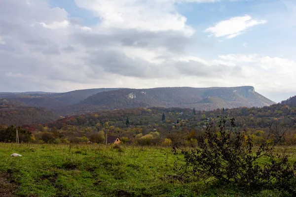 Viaggia Attraverso Parco Pedemontano Autunnale Nella Natura Osservando Cambiamenti Naturali — Foto Stock