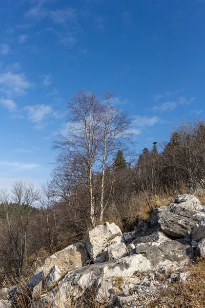 Stenplatå Ett Bergigt Område Höst Mulen Dag — Stockfoto