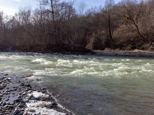 Autumn Morning Walk Bed Mountain River — Stock Photo, Image