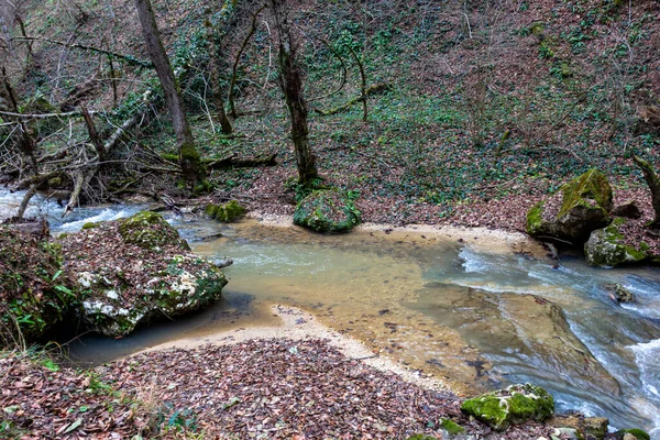 Canyon Rio Montanha Final Temporada Outono Europa — Fotografia de Stock