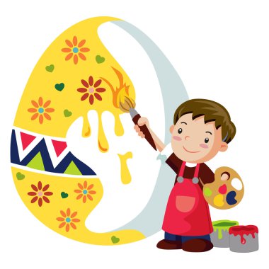 bir çocuk bir easter egg süslüyordu.