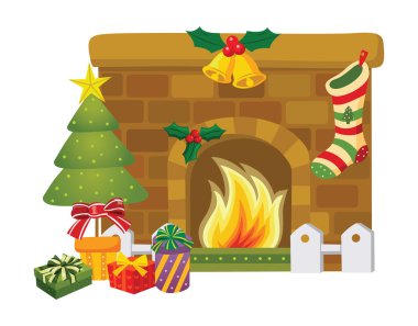Christmas decoration around the fireplace