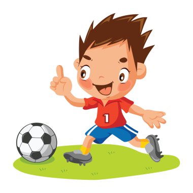 çizgi film futbol oyuncu topu ile