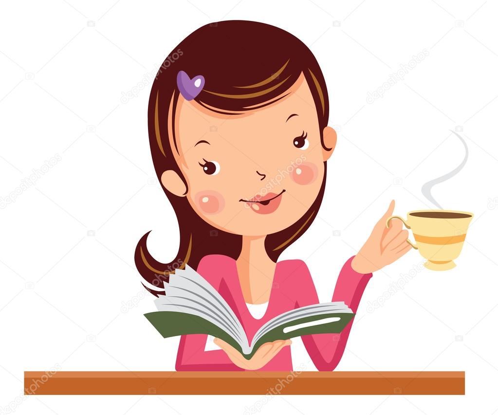 woman with a book and coffee