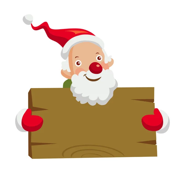 Santa claus bedrijf houten plank — Stockvector