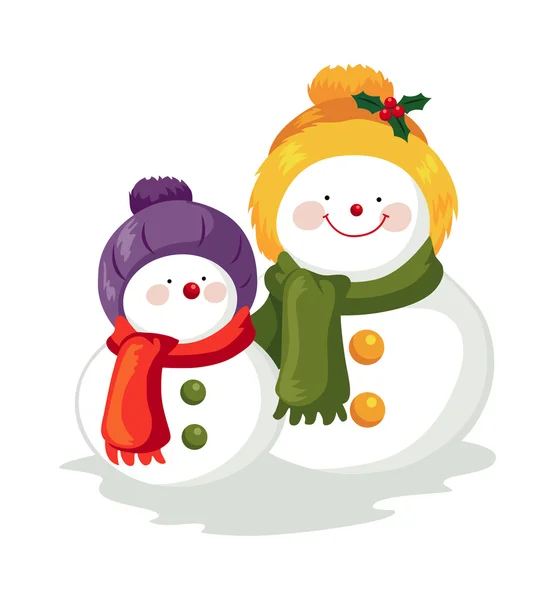 Hombre de nieve y niño de nieve — Vector de stock